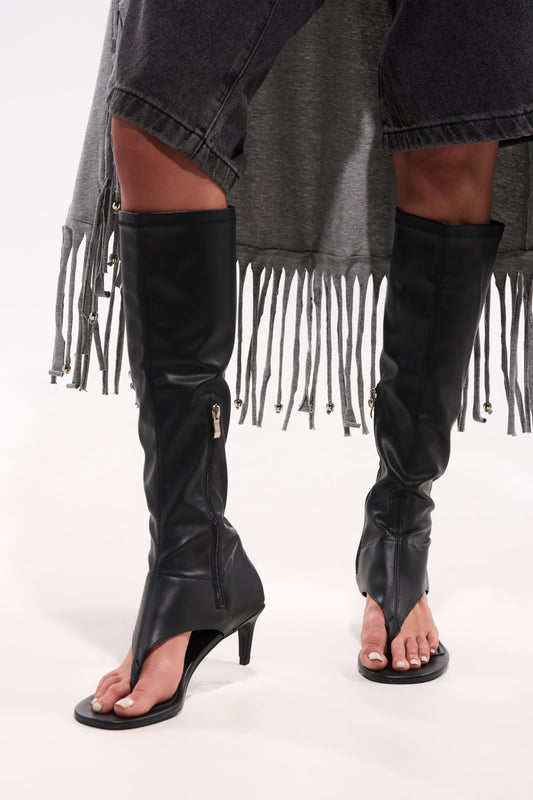AZALEA WANG CECILE OPEN TOE SANDAL BOOT IN BLACK